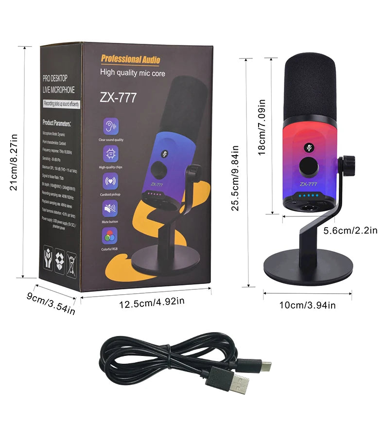 Convenient USB RGB dynamic microphone for live broadcast, podcast recording, game live broadcast XLR/USB dynamic microphone M1PR