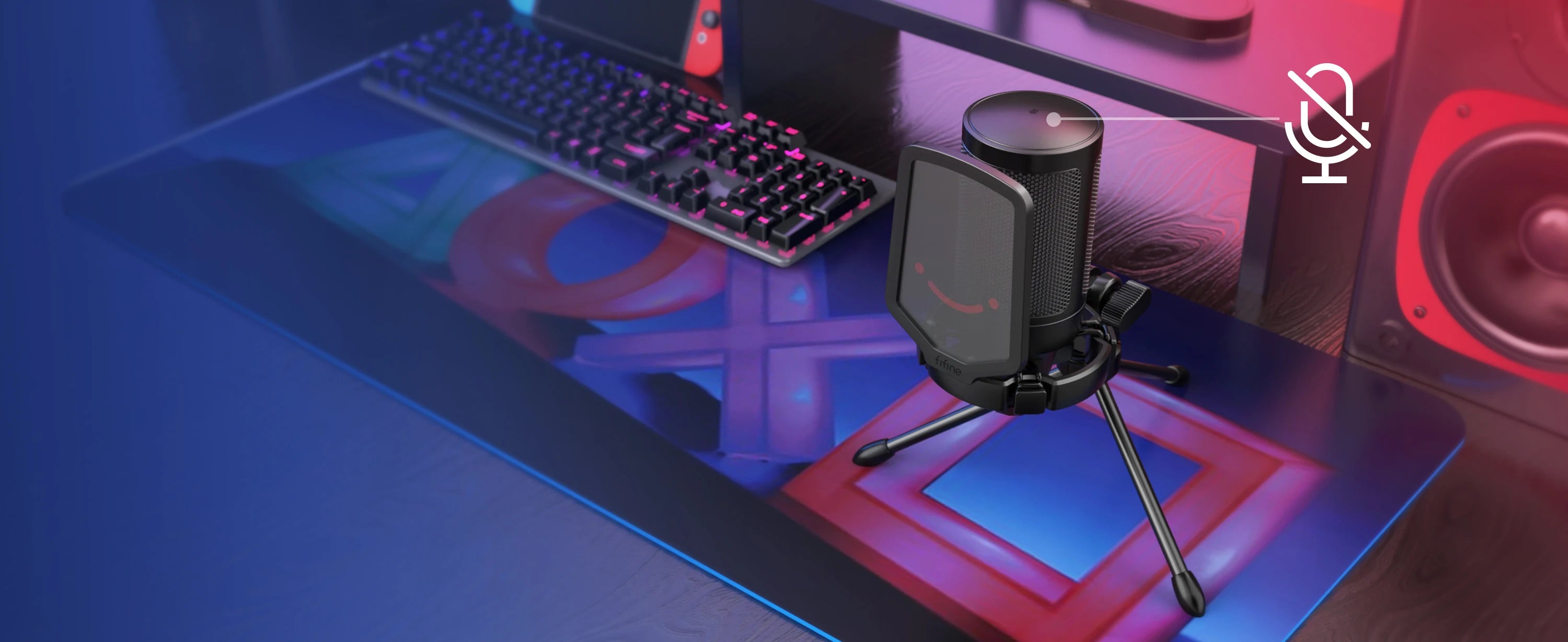 FIFINE Ampligame USB Microphone for Gaming Streaming with Pop Filter Shock Mount&Gain Control,Multi Compatible,for PC/PS4/5 -A6V