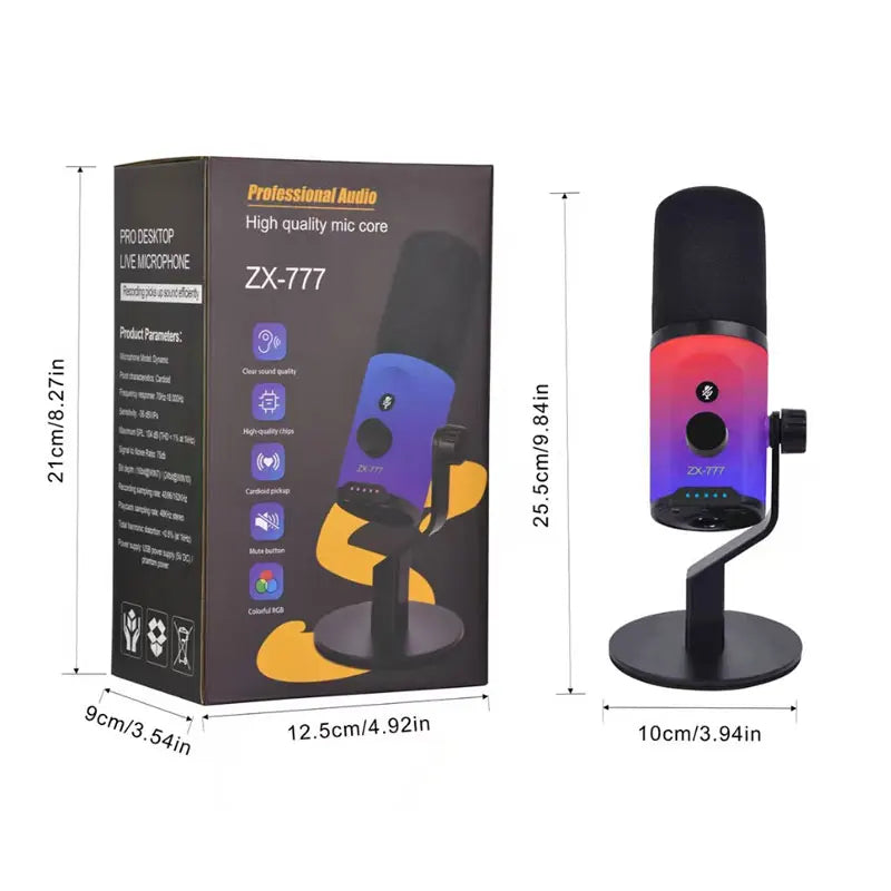 Convenient USB RGB dynamic microphone for live broadcast, podcast recording, game live broadcast XLR/USB dynamic microphone M1PR