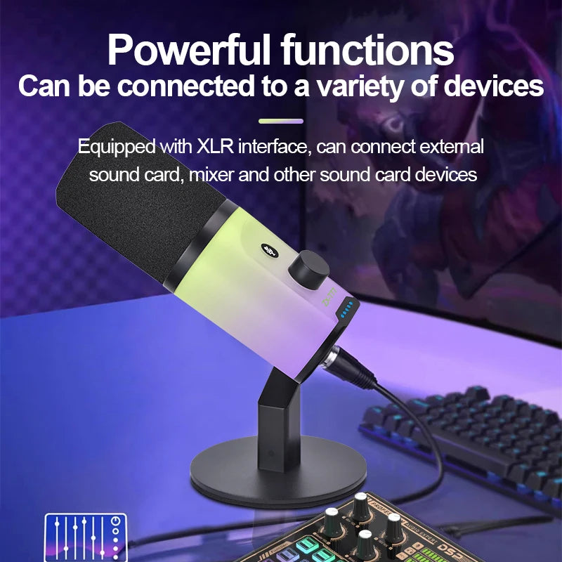 Convenient USB RGB dynamic microphone for live broadcast, podcast recording, game live broadcast XLR/USB dynamic microphone M1PR