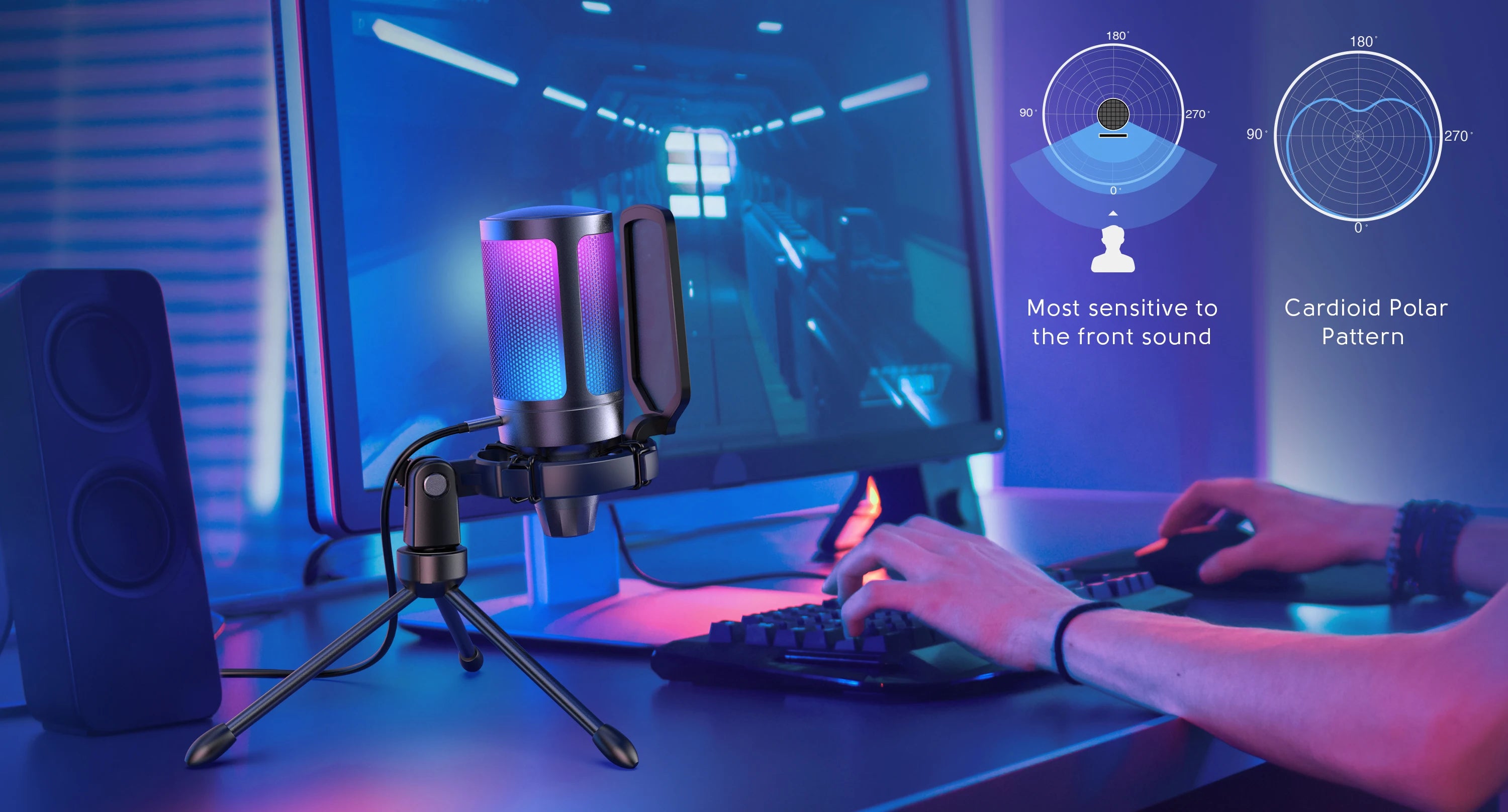 FIFINE Ampligame USB Microphone for Gaming Streaming with Pop Filter Shock Mount&Gain Control,Multi Compatible,for PC/PS4/5 -A6V