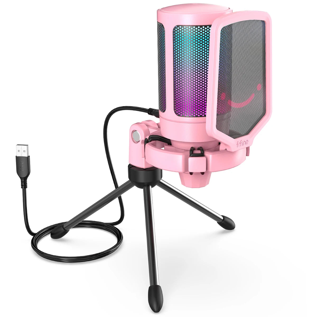 FIFINE Ampligame USB Microphone for Gaming Streaming with Pop Filter Shock Mount&Gain Control,Multi Compatible,for PC/PS4/5 -A6V