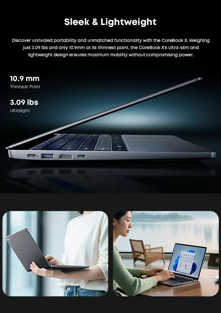 CHUWI CoreBook X Gaming Laptop 14.1 inch FHD IPS Screen AMD R5-7430U 16GB DDR4 RAM 512GB SSD Windows 11 Wifi6 Notebook Computer