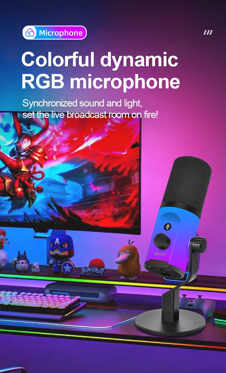Convenient USB RGB dynamic microphone for live broadcast, podcast recording, game live broadcast XLR/USB dynamic microphone M1PR