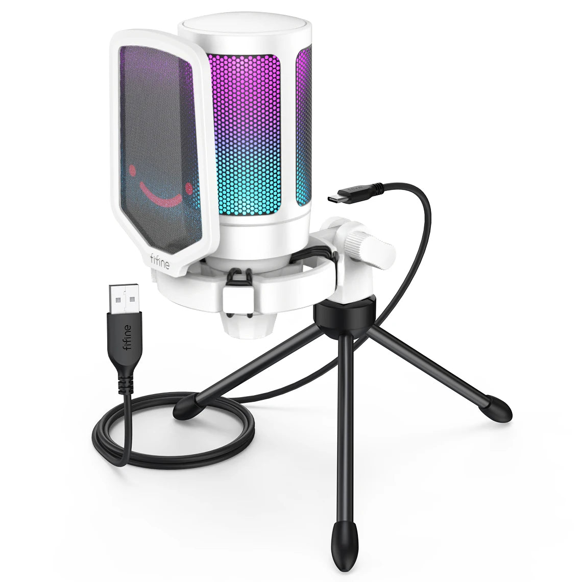 FIFINE Ampligame USB Microphone for Gaming Streaming with Pop Filter Shock Mount&Gain Control,Multi Compatible,for PC/PS4/5 -A6V