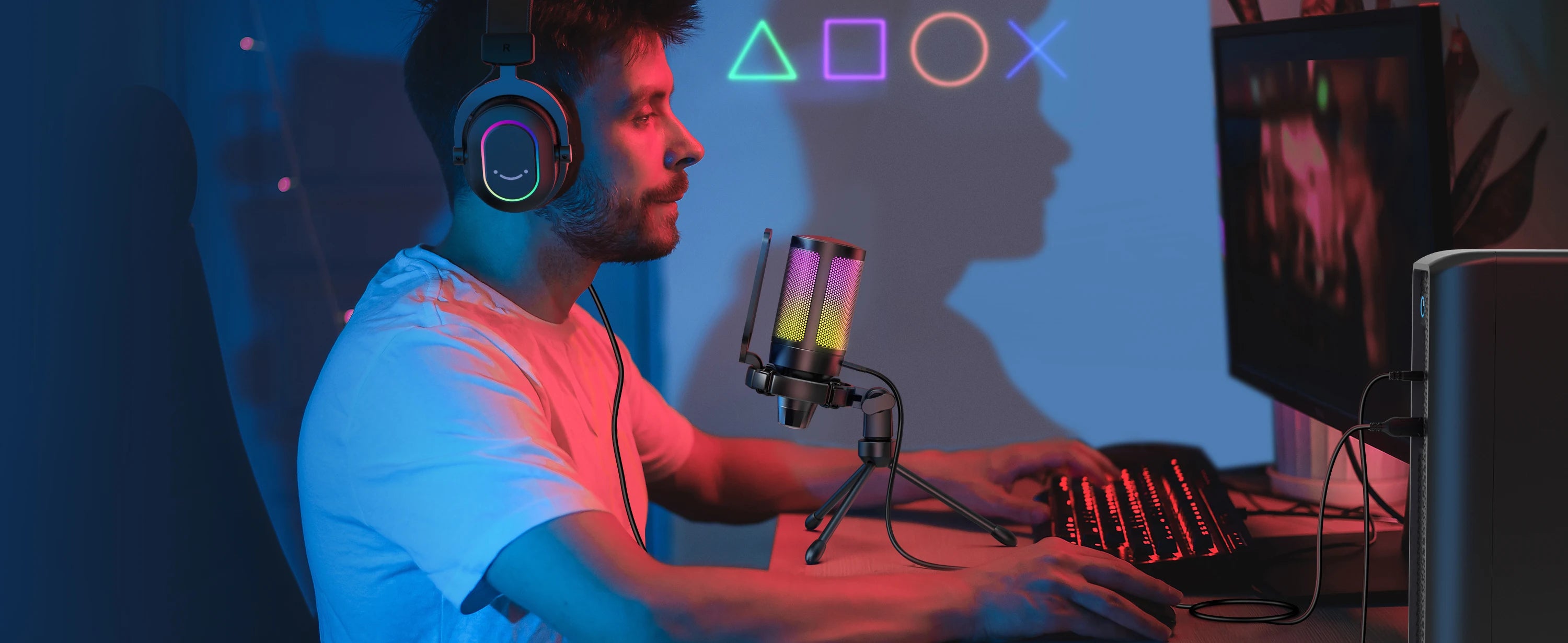 FIFINE Ampligame USB Microphone for Gaming Streaming with Pop Filter Shock Mount&Gain Control,Multi Compatible,for PC/PS4/5 -A6V